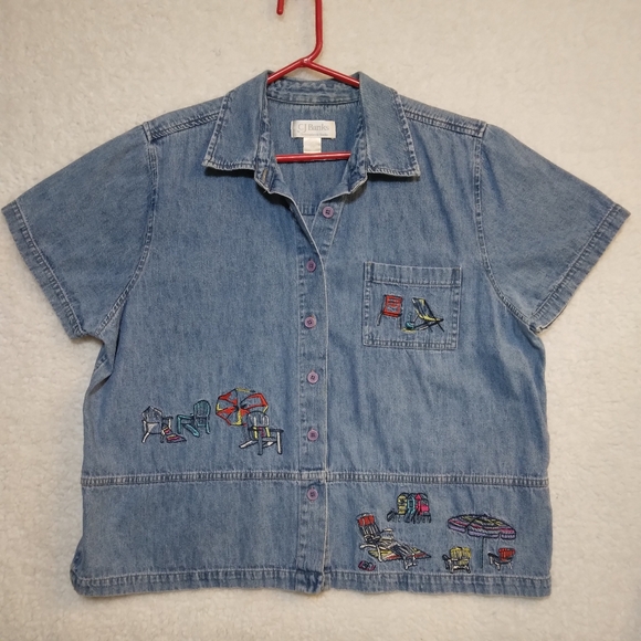 CJ Banks Women's Embroidered Denim Blouse- 1X - Picture 10 of 10